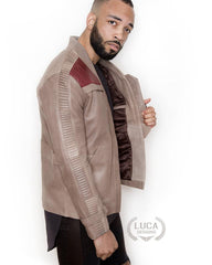 Mens Star Wars Rebel Alliance Finn Poe Dameron Leather Jacket Beige