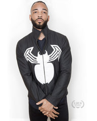 Mens Venom Logo Spiderman Neoprene Windbreaker Jacket Black