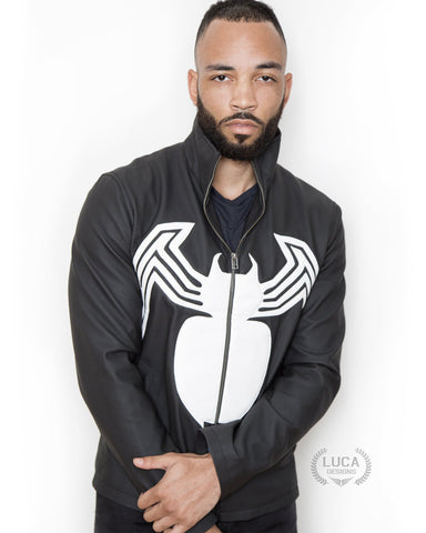 Mens Venom Logo Spiderman Neoprene Windbreaker Jacket Black
