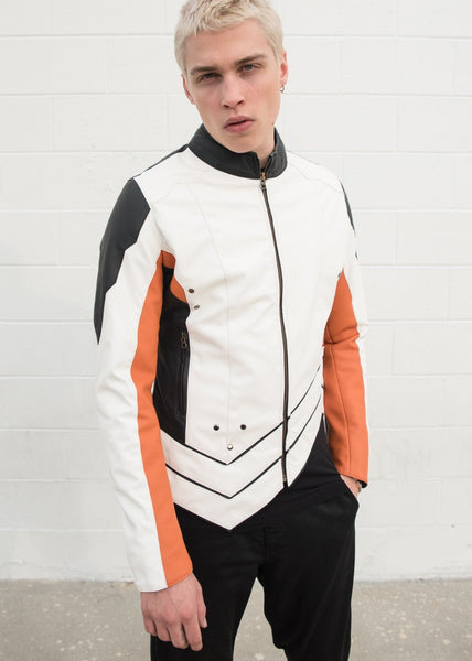 Mens Mercy Valkyrie Leather Jacket White