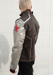 Mens Bucky Barnes Winter Soldier Armored Leather Jacket
