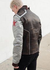 Mens Bucky Barnes Winter Soldier Armored Leather Jacket