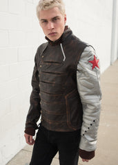 Mens Bucky Barnes Winter Soldier Armored Leather Jacket