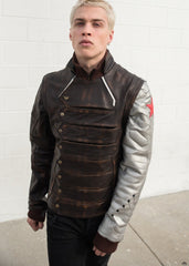 Mens Bucky Barnes Winter Soldier Armored Leather Jacket