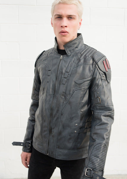 Men's Transformers Autobot Shield Leather Jacket Black Armor