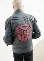 Men's Transformers Autobot Shield Leather Jacket Black Armor