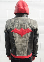 Mens Arkham Knight Jason Todd Red Hood Leather Jacket