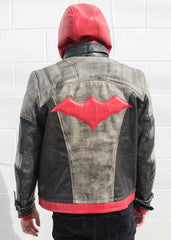 Mens Arkham Knight Jason Todd Red Hood Leather Jacket