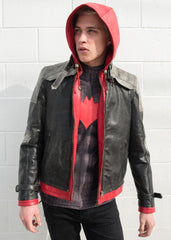 Mens Arkham Knight Jason Todd Red Hood Leather Jacket