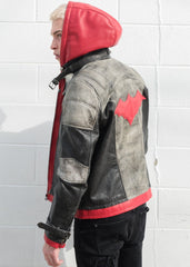 Mens Arkham Knight Jason Todd Red Hood Leather Jacket