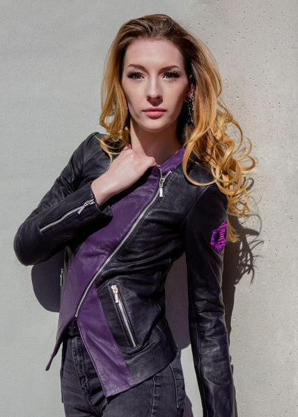 Womens Overwatch Sombra Leather Jacket Black and Purple