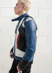 Mens Soldier 76 Leather Jacket Blue