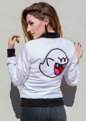 Womens Super Mario Nintendo Boo Bomber Jacket