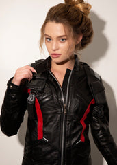 Womens Soldier 76 Leather Jacket Jet Black