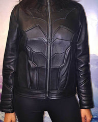 Mens Batman Armor Leather Motorcycle Jacket Black Bat Embossed