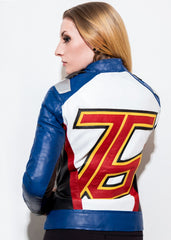 Womens Soldier 76 Overwatch Leather Jacket Blue