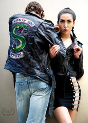 Womens Riverdale Southside Serpents Leather Motorcycle Jacket Black