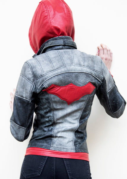 Women's Arkham Knight Jason Todd Red Hood Leather Jacket