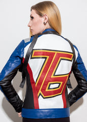 Womens Soldier 76 Overwatch Leather Jacket Blue