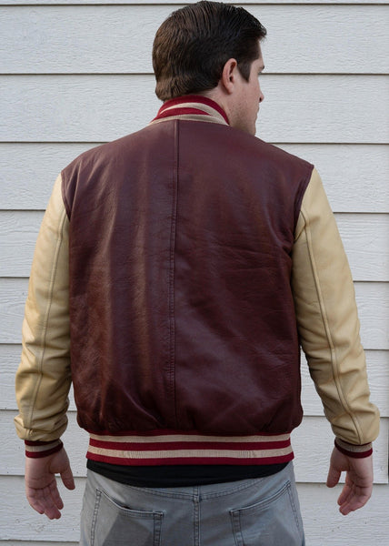 Mens The Flash Leather and Wool Bomber Jacket