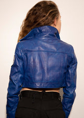 Womens Future Trunks Leather Jacket Capsule Corp Dragon Ball Z  Purple Blue