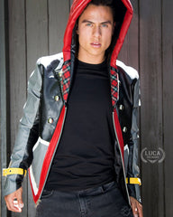 Mens Kingdom Hearts Sora Leather Jacket Black Red