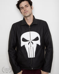 Mens Punisher Marvel Frank Castle Neoprene Jacket Skull Embossed