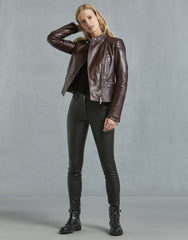 SYDNEY WOMEN LEATHER JACKET - Dark Amarone