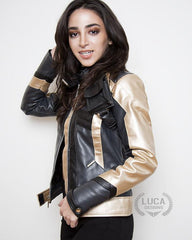 Womens Soldier 76 Leather Jacket Gold