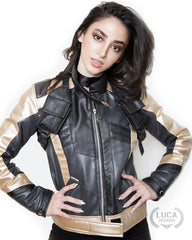 Womens Soldier 76 Leather Jacket Gold