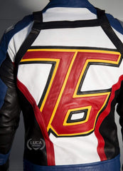 Mens Soldier 76 Leather Jacket Blue