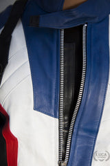 Mens Soldier 76 Leather Jacket Blue