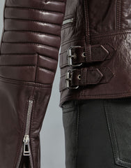 SYDNEY WOMEN LEATHER JACKET - Dark Amarone