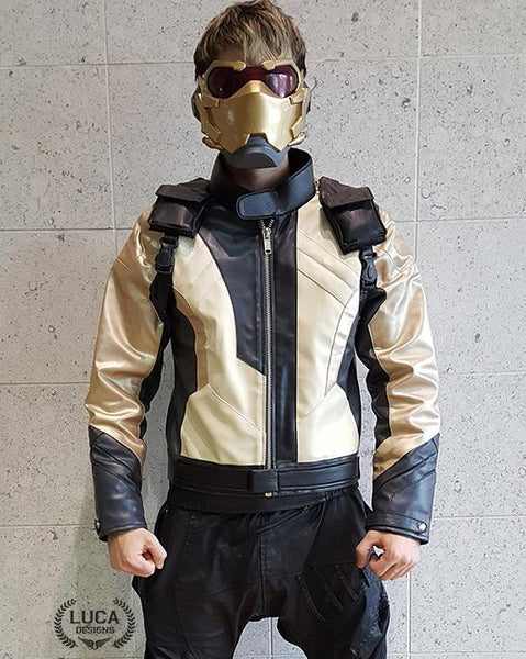 Mens Soldier 76 Leather Jacket Gold